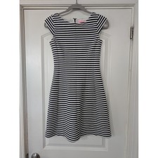 Lilly Pulitzer XS Briella Striped Ponte Knit Dress Navy Blue White Fitted preppy