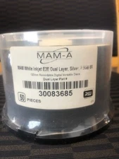 50-Pak MAM-A (Mitsui) 8.5GB Double Layer WHITE INKJET HUB DL DVD+R's