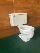 Vtg Mid Century White Ceramic Toilet Round Bowl Deco Old Crane 146-25E