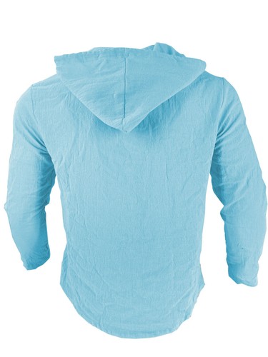 Men Long Sleeve Spring Fall Cotton Linen Shirt Hoodie Casual Solid Button-Up Top - Bild 10 von 29