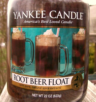 Yankee Candle Retired ''ROOT BEER FLOAT '' Food~ Large 22 oz.~WHITE LABEL~RARE~NEW