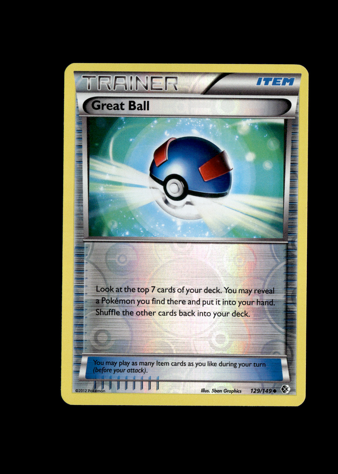 Pokemon 2012 NM Near Mint Great Ball Boundaries Crossed REVERSE 129/149 Card