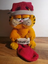 Garfield Plush Toy 10" Stuff It Red Stocking Christmas Holiday Dakin Korea 1981