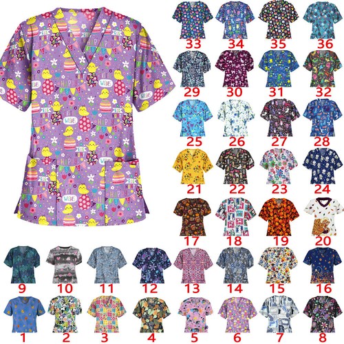 Unisex Scrub Sets Floral Tops Women 
