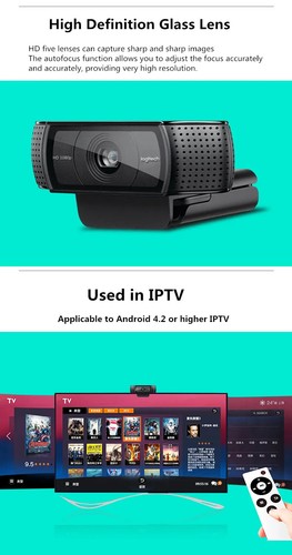 C920e HD 1080p Mic-Enabled Webcam Autofocus Camera Full HD Smart Chat Recording - Afbeelding 7 van 10