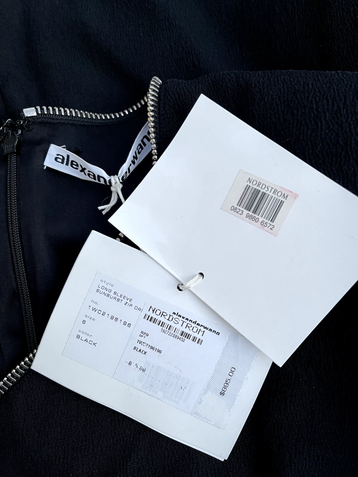 Mini abito Alexander Wang Sunburst nero manica lunga 6 etichette piccole incl