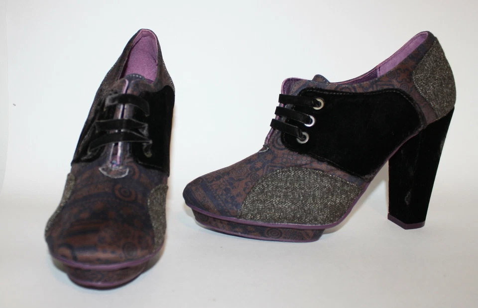 Mary Janes Desigual púrpura medios mixtos NUEVO SIN CAJA 40 EE. UU. 9 9,5 terciopelo Foto 2 de 4