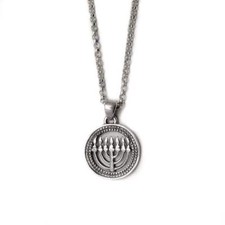 Menorah Round Necklace Sterling Silver by Michael Bromberg