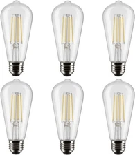Satco S21363 - 8 Watt ST19 LED Clear LIght bulb - 90 CRI - 2700K (6 Pack)