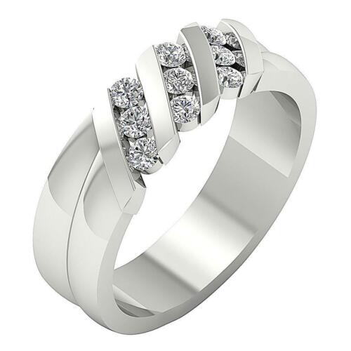 I1 H 1/2Ct Genuine Real Diamond Mens Engagement Ring Channel Set 14KT White Gold - Picture 1 of 7
