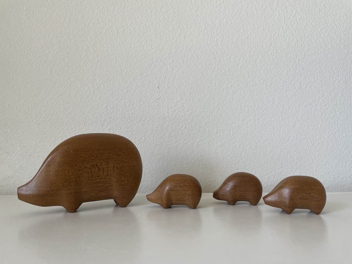 MCM Carved Minimalist Toy Wood Figurines Pig Hedgehog Antonio 