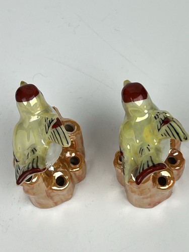 2 Vintage Japanese Porcelain Figural Bird & Floral Design Flower Frogs - Picture 7 of 11