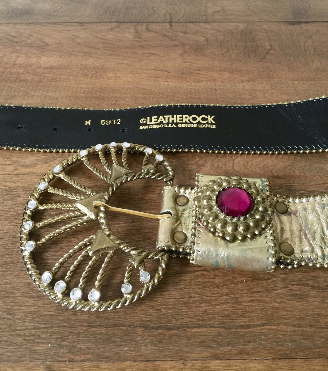 Vintage Leatherock Statement Belt 100% Leather, Swarovski  display picture 2