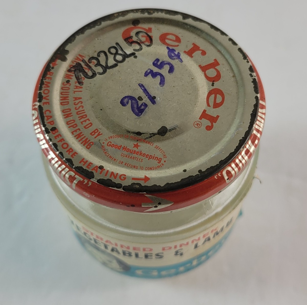 Vintage Gerber Baby Food Jar 1960s Vegetables Lamb Strained