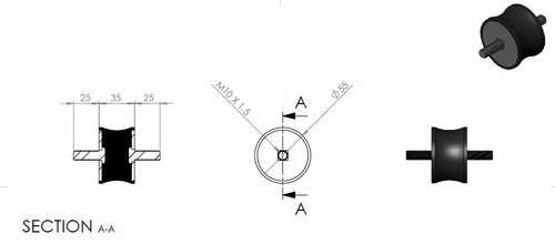 4-Pack: 55x35mm M10, Options, UK Made, Rubber Bobbin Anti Vibration Mount MM - Picture 2 of 2
