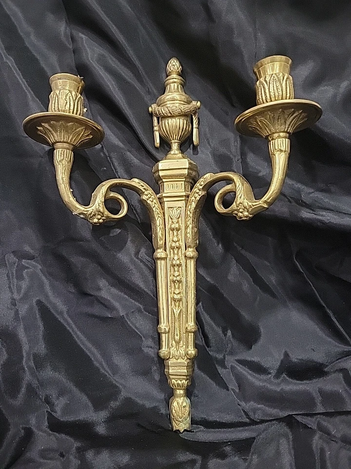 Arandela vintage estilo francês regência bronze vela pesada 13 3/4" - Imagem 4 de 4