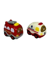 Vtech Go Go Smart Wheels Fire & Ambulance Truck Light and Sound Lot 2 SEE VIDEO