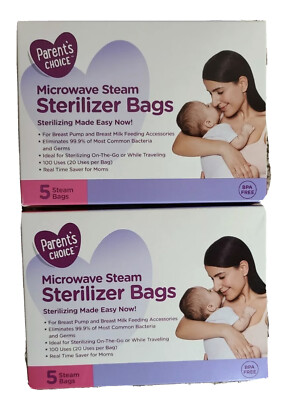 Packs Of Parent's Choice Microwave Steam Sterilizer Bags, In Each Box  NEW