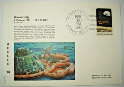 Wasserung  Apollo 14 - 9.02.71- Ersttagsbrief Deutsch -Stempel : Titusville FL
