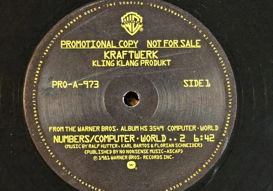 VERY RARE KRAFTWERK 1981 US VINYL PROMO COPY OF NUMBERS / COMPUTER WORLD... LOVE - Image 4 of 4