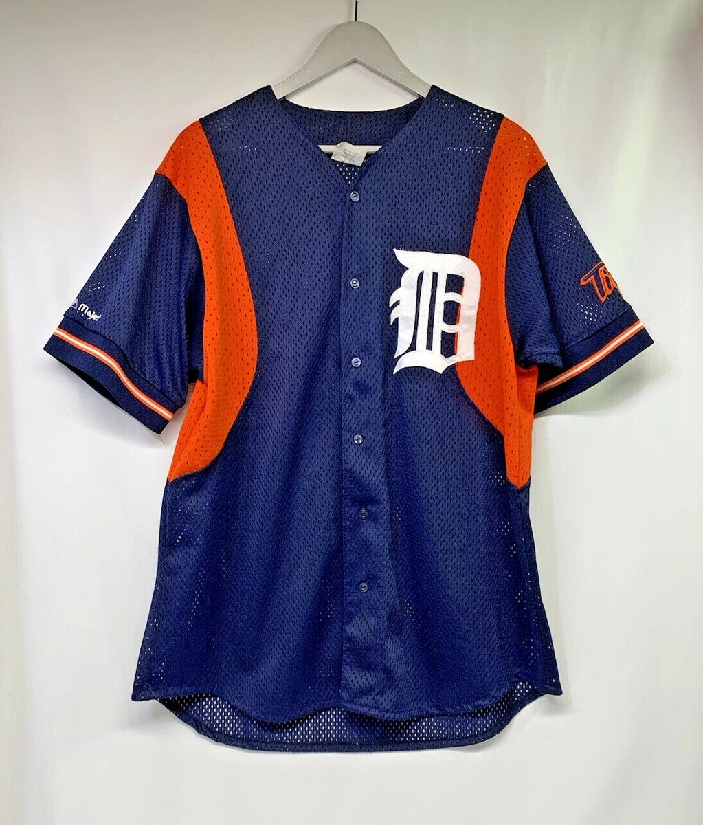 Vintage Detroit Tigers Majestic Batting Practice Jersey Button