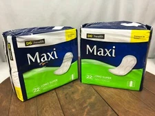 New Sealed Lot of 2 DG Health Maxi 22 Count Long Super Pads~Compare To Kotex