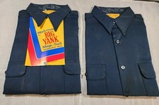 NEW NOS 60s Big Yank Men's Blue Button Up Long Sleeve Shirt NWT