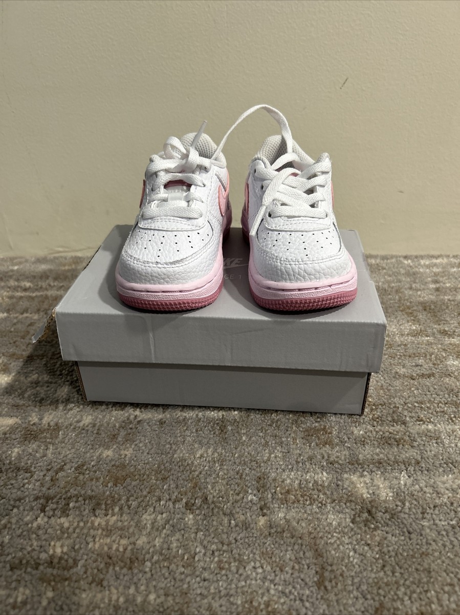 infant white and pink air force 1