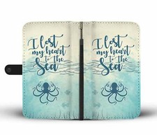 Sea Life Quote Octopus Phone Wallet Case Gift iPhone Samsung LG Huawei Xiaomi
