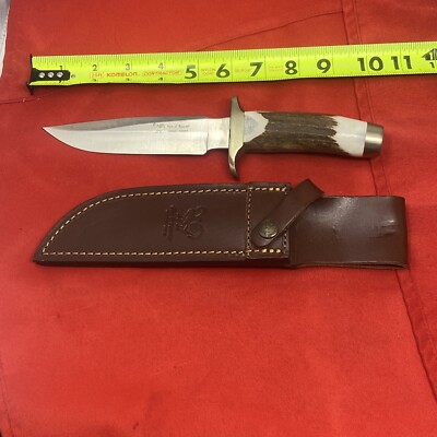 HEN & ROOSTER HR-8004 Stag Antler Bowie Knife Leather Sheath Spain