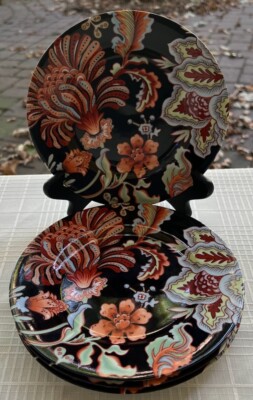 Set of FOUR Fitz & Floyd Botanica Flowers Salad Plates