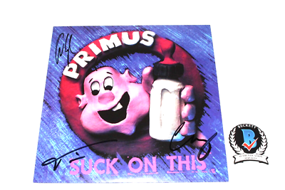 PRIMUS BAND SIGNED 'SUCK ON THIS' ALBUM VINYL RECORD BECKETT