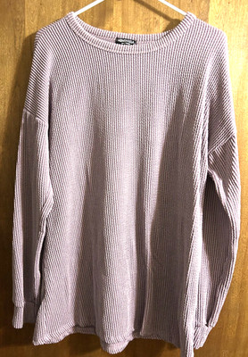 HEIMISH USA * Women's Light Cable Knit Sweater * Purple * Dropped Shoulder * Lg
