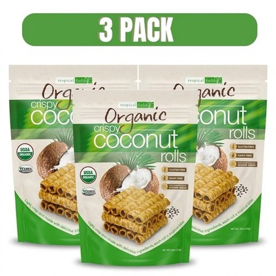 Tropical Fields Organic Crispy Coconut Rolls 11oz (3 Pack) Gluten-Free Snack