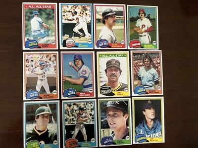1981 Topps Baseball 12 Different Card Lot NMT