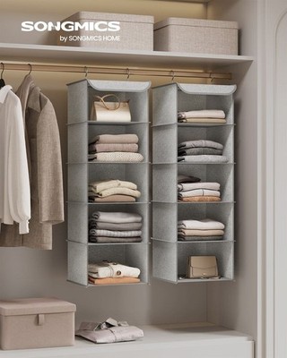 SONGMICS Hängeschrank Aufbewahrung Organizer, Schrank Regale, hellgrau