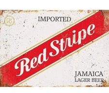 TIN SIGN 8x12 new Red Stripe beer lager Jamaica bar pub man cave garage