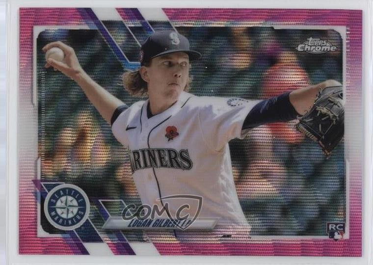 2021 Topps Chrome Update Target Pink Wave Refractor Logan Gilbert #USC70 2x9