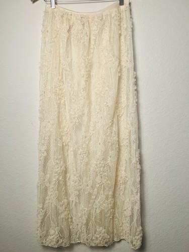 Cream Lace Wrap Cover Up Skirt Maxi Sheer Boho Beach Swim Coverup Tie Waist - Bild 11 von 13