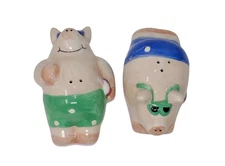 Coco Dowley Sunbathing Pigs Salt Pepper Shakers RARE