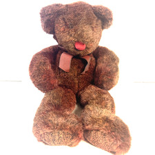 Russ Berrie Roxanne Plush Bear Burgundy With Bow Crushed Velvet Nose 10" 259