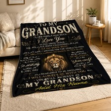 Grandson Lion Quote Coral Fleece Blanket