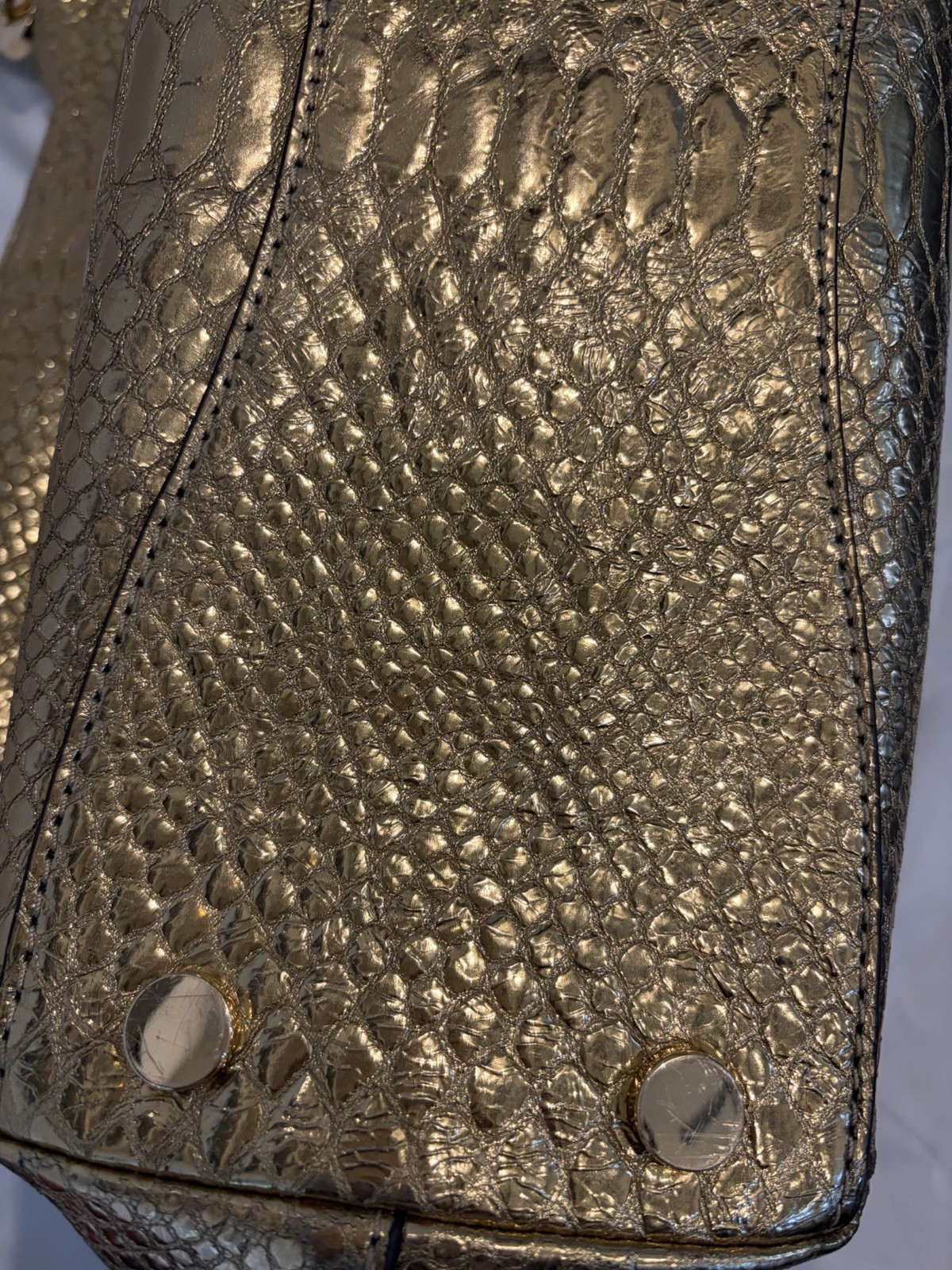 Michael Kors Metallic Gold Python Embossed Leathe… - image 3