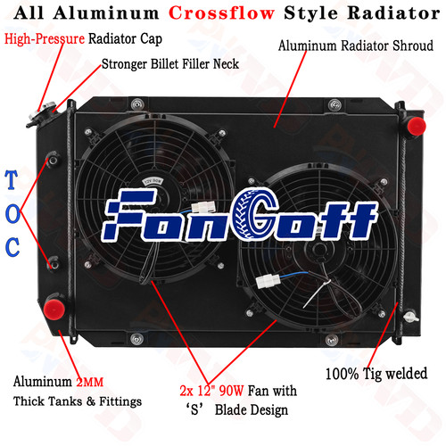 3Row Radiator Shroud Fan For 1979-1993 Ford Mustang Fairmont Mercury XR7 V8 5.0L