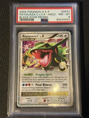 Rayquaza C LV X Holo #DP47 Black Star Promo 2009 Pokemon D & P PSA 8