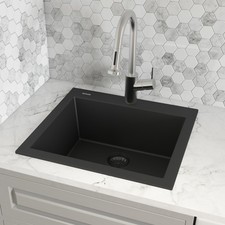 Ruvati 22"x20"Drop-in Topmount Granite Composite Quartz Kitchen Sink - RVG1022BK