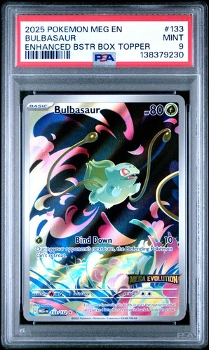 2025 POKEMON MEG EN-MEGA EVOLUTION ENHANCED BOOSTER BOX TOPPER BULBASAUR PSA 9