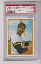 1987 TOPPS ALL-STAR GLOSSY #30 BARRY BONDS WITH PSA 9 GRADE - PITTSBURGH PIRATES