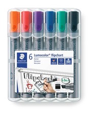 STAEDTLER 356 B WP6 Lumocolor Flipchart Markers with Chisel Tip - Pack of 6 Asso