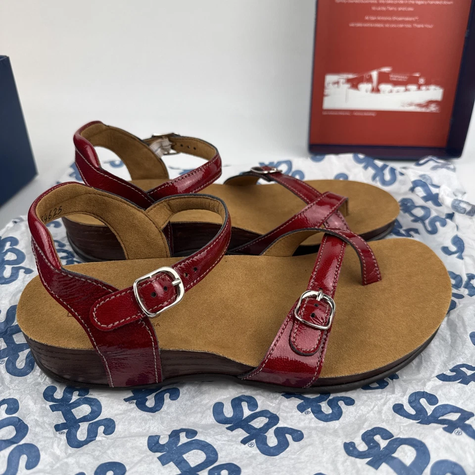 Sandalias Lápiz Labial SAS Pampa - Mujer Talla 7.5 M - Cuero Rojo - NUEVAS en Caja Abierta Foto 2 de 4